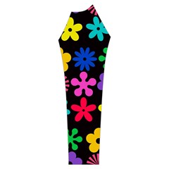 Colorful flowers on a black background pattern  Women s Long Sleeve Raglan Tee from ArtsNow.com Sleeve Left