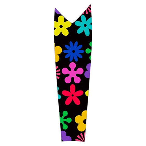 Colorful flowers on a black background pattern  Women s Long Sleeve Raglan Tee from ArtsNow.com Right Sleeve Side