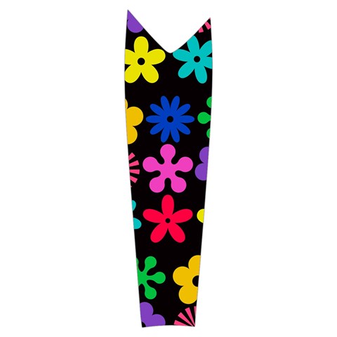 Colorful flowers on a black background pattern  Women s Long Sleeve Raglan Tee from ArtsNow.com Left Sleeve Side