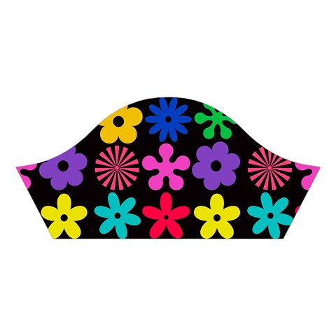 Colorful flowers on a black background pattern                                                            Cotton Crop Top from ArtsNow.com Left Sleeve