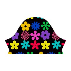 Colorful flowers on a black background pattern                                                                Short Sleeve V Left Sleeve