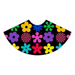 Colorful flowers on a black background pattern                                                           Midi Sleeveless Dress from ArtsNow.com Skirt Front