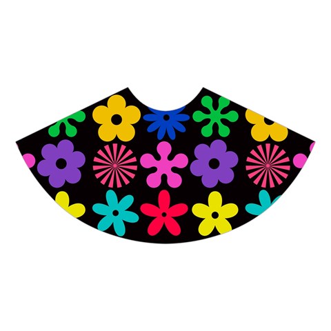 Colorful flowers on a black background pattern                                                           Midi Sleeveless Dress from ArtsNow.com Skirt Back