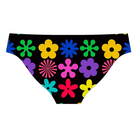 Colorful flowers on a black background pattern                                                           Cross Back Hipster Bikini Set from ArtsNow.com Back Under