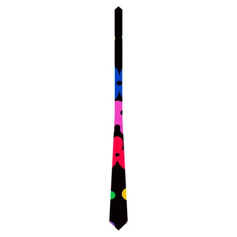 Colorful flowers on a black background pattern                                                            Necktie from ArtsNow.com Back