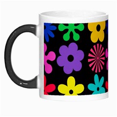 Colorful flowers on a black background pattern                                                            Morph Mug from ArtsNow.com Left