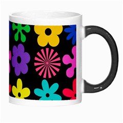 Colorful flowers on a black background pattern                                                            Morph Mug from ArtsNow.com Right