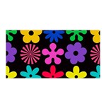 Colorful flowers on a black background pattern                                                           Satin Wrap