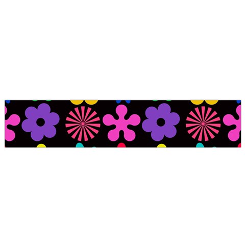 Colorful flowers on a black background pattern                                                            Flano Scarf from ArtsNow.com Front