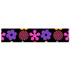 Colorful flowers on a black background pattern                                                            Flano Scarf from ArtsNow.com Front