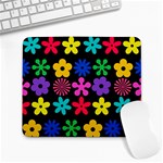 Colorful flowers on a black background pattern                                                            Large Mousepad