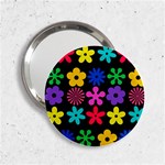 Colorful flowers on a black background pattern                                                            2.25  Handbag Mirror