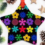 Colorful flowers on a black background pattern                                                            Ornament (Star)