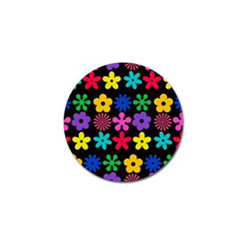 Colorful flowers on a black background pattern                                                            Golf Ball Marker from ArtsNow.com Front