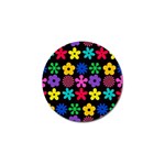 Colorful flowers on a black background pattern                                                            Golf Ball Marker