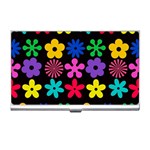 Colorful flowers on a black background pattern                                                            Business Card Holder