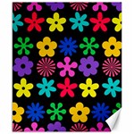 Colorful flowers on a black background pattern                                                            Canvas 8  x 10 