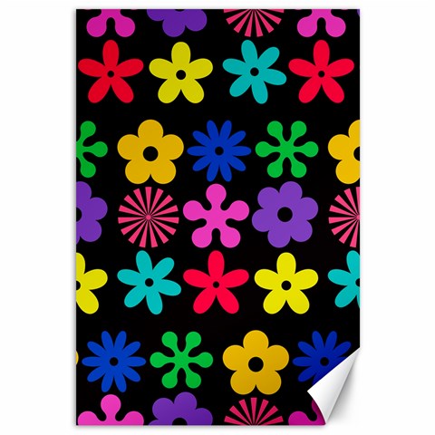 Colorful flowers on a black background pattern                                                            Canvas 12  x 18  from ArtsNow.com 11.88 x17.36  Canvas - 1