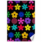 Colorful flowers on a black background pattern                                                            Canvas 12  x 18 