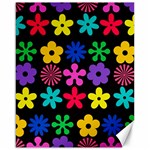 Colorful flowers on a black background pattern                                                            Canvas 16  x 20 