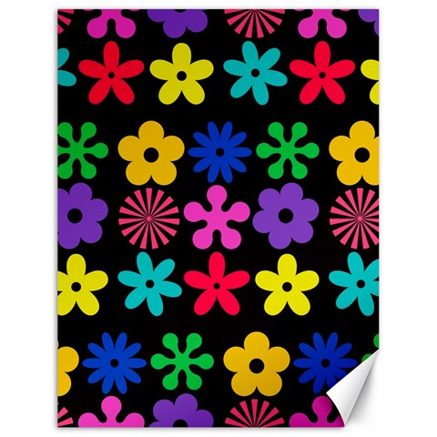 Colorful flowers on a black background pattern                                                            Canvas 18  x 24  from ArtsNow.com 17.8 x23.08  Canvas - 1