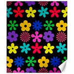 Colorful flowers on a black background pattern                                                            Canvas 20  x 24 