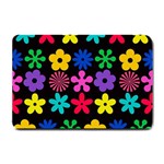 Colorful flowers on a black background pattern                                                            Small Doormat