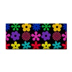 Colorful flowers on a black background pattern                                                            Hand Towel