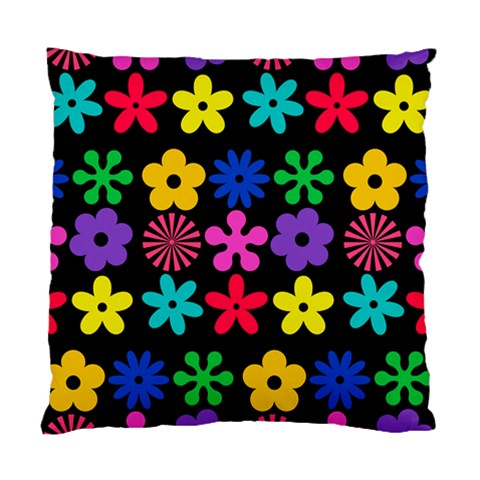 Colorful flowers on a black background pattern                                                           Standard Cushion Case (Two Sides) from ArtsNow.com Front