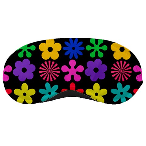 Colorful flowers on a black background pattern                                                            Sleeping Mask from ArtsNow.com Front