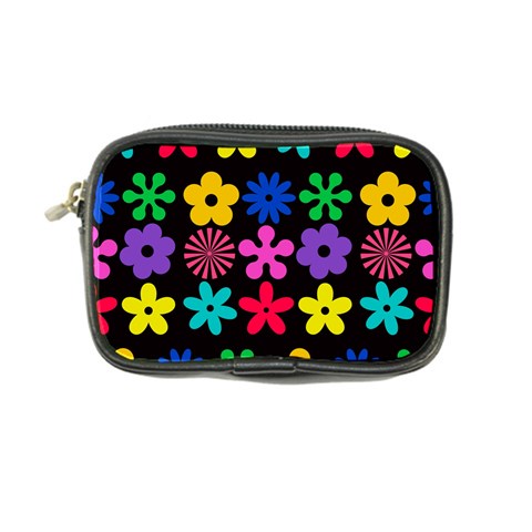 Colorful flowers on a black background pattern                                                            Coin Purse from ArtsNow.com Front