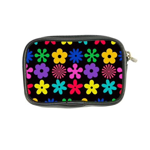 Colorful flowers on a black background pattern                                                            Coin Purse from ArtsNow.com Back