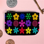 Colorful flowers on a black background pattern                                                           Mini Coin Purse