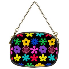 Colorful flowers on a black background pattern                                                            Chain Purse (Two Sides) from ArtsNow.com Front