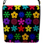 Colorful flowers on a black background pattern                                                            Flap Closure Messenger Bag (S)