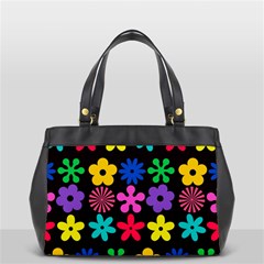 Colorful flowers on a black background pattern                                                            Oversize Office Handbag (2 Sides) from ArtsNow.com Front