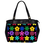 Colorful flowers on a black background pattern                                                            Oversize Office Handbag (2 Sides)