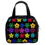 Colorful flowers on a black background pattern                                                            Classic Handbag (Two Sides)