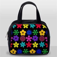 Colorful flowers on a black background pattern                                                            Classic Handbag (Two Sides) from ArtsNow.com Back