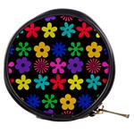 Colorful flowers on a black background pattern                                                            Mini Makeup Bag