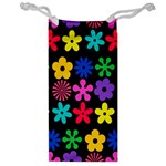 Colorful flowers on a black background pattern                                                            Jewelry Bag