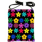 Colorful flowers on a black background pattern                                                            Shoulder Sling Bag