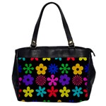 Colorful flowers on a black background pattern                                                            Oversize Office Handbag