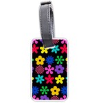 Colorful flowers on a black background pattern                                                            Luggage Tag (one side)