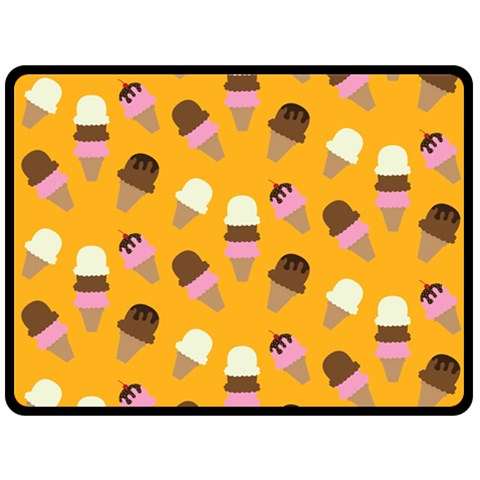 Ice cream on an orange background pattern                                                            Fleece Blanket from ArtsNow.com 80 x60  Blanket Front