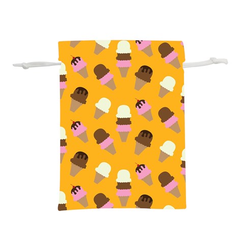 Ice cream on an orange background pattern                                                         Lightweight Drawstring Pouch (L) from ArtsNow.com Back