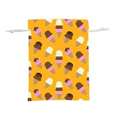 Ice cream on an orange background pattern                                                         Lightweight Drawstring Pouch (L) from ArtsNow.com Back