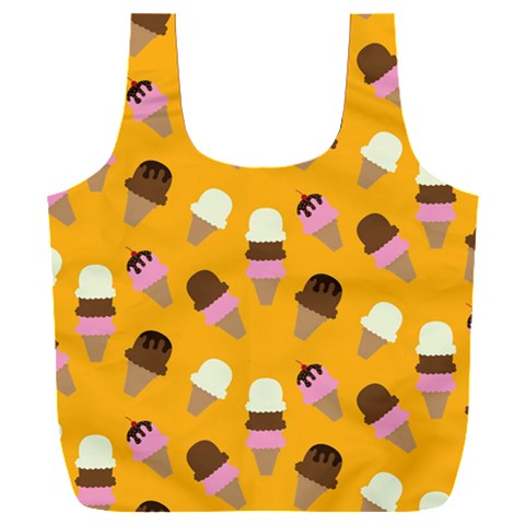 Ice cream on an orange background pattern                                                        Full Print Recycle Bag (XXL) from ArtsNow.com Front