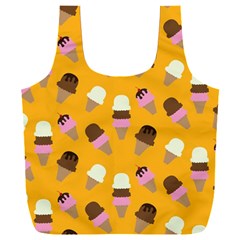 Ice cream on an orange background pattern                                                        Full Print Recycle Bag (XXL) from ArtsNow.com Front