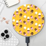 Ice cream on an orange background pattern                                                       Wireless Fast Charger